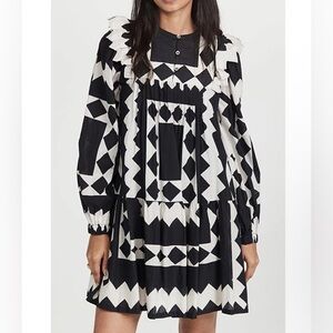 New Sea NY Helena patchwork long sleeve mini dress